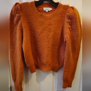Molly Bracken/Lili Sidonio Orange Textured Puff Sleeves Sweater - Size Small